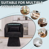IHDKO 34" Swivel Barrel Chairs Set of 2, Modern Swivel Accent Chair with 360° Rotation Design, Ergonomics Design, Chenille Small Armchair with Backrest for Living Room, Bedroom, Reception Room, Black IHDKO