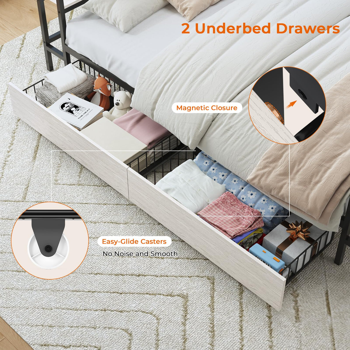 Hasuit Full Corner Bed with Drawers and Bookcase Storage Shelves, Full Daybed with Charging Station & LED Light, Farmhouse Wooden Bed Frame with Sliding Barn Doors, No Box Spring Needed, Black & White Hasuit