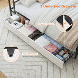 Hasuit Full Corner Bed with Drawers and Bookcase Storage Shelves, Full Daybed with Charging Station & LED Light, Farmhouse Wooden Bed Frame with Sliding Barn Doors, No Box Spring Needed, Black & White Hasuit