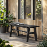 VINGLI 47” Outdoor Bench Garden Bench HDPE Porch Bench w/Metal Legs, Poly Lumber Patio Benches, 660 LBS Capacity Outdoor Backless Benches(Black) VINGLI