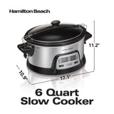 Hamilton Beach 33861 Portable Programmable Slow Cooker, Dishwasher Safe Crock, 6 Qt, FlexCook Dual Digital Timer/2 Heat Settings, Lid Lock for Easy Travel, Silver Hamilton Beach