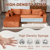 110" Modular Sectional Sofa with L-Shape Chaise, Boneless Cloud Couch with Deep Seat, Sponge Compression Sofas No Assembly Required, Upholstered Couches for Living Room Bedroom, Corduroy (Brown) ETCZOYE