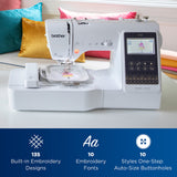 Brother SE700 Sewing and Embroidery Machine, Wireless LAN Connected, 135 Built-in Designs, 103 Built-in Stitches, Computerized, 4" x 4" Hoop Area, 3.7" Touchscreen Display, 8 Included Feet, White Brother