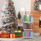 Rolling Bookshelf, 360°Display Spinning Rotating Revolving Bookshelf with Brake Wheels, 3 Tiers Moveable White Small Corner Bookcase Suitable for Bedrooms, Living Looms, Offices, and Study Rooms Leafpool