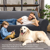 ZNSAYOTX Super Stretch Couch Cover Love Seat Sofa Covers for Living Room Dogs Pet Friendly Furniture Protector Spandex Loveseat Slipcovers with Anti Slip Foam Sticks (Dark Grey, Loveseat) ZNSAYOTX