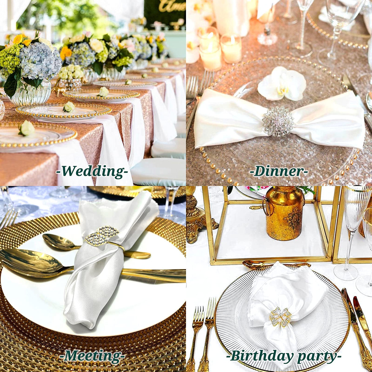 30 Pieces Satin Dinner Napkins 17 x 17 Inch Oversized Square Table Napkins Washable Soft Dinner Napkins for Wedding, Parties,Banquet,Restaurant Decoration (White) Pesonlook