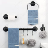 Jeasor 4-Pieces Industrial Pipe Bathroom Towel Ring Kit DIY Wall Mount Accessories Kit Includes Robe Hook Towel Bar and Towel Ring (18 inch) Jeasor