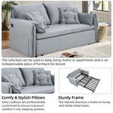Queen Size Futon Sofa Bed,3-in-1 Convertible Sleeper Sofa Bed,Velvet Pull Out Bed with USB Port,Side Storage,2 Soft Pillows,Recliner Loveseat Sofa for Living Room,Small Space(Grey) Otnqu
