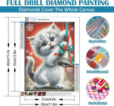 Christmas Diamond Art Kits for Adults - Cat 5D Diamond Painting Kits for Adults Beginners， DIY Full Round Drill Diamonds Dot Gem Art Kits for Adult，Home Wall Decor 12x 16 Inch WoodArtSupply