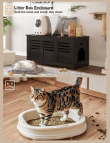 DINZI LVJ Litter Box Enclosure, Flip Top Litter Box Furniture, Hidden Cat Washroom, Wooden Cat House, End Table, 39.4" L x 19.7" W x 19.7" H, Good Ventilation, Easy to Assemble, Espresso DINZI LVJ