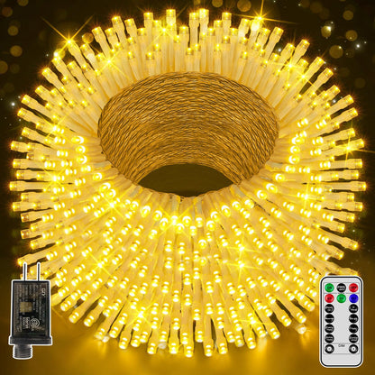 shineshine 1000LED 328FT Christmas Lights Outdoor Waterproof, Outdoor String Lights with Remote and Timer, Warm White Light with 8 Modes, LED String Lights for Xmas Party Home Holiday Decor