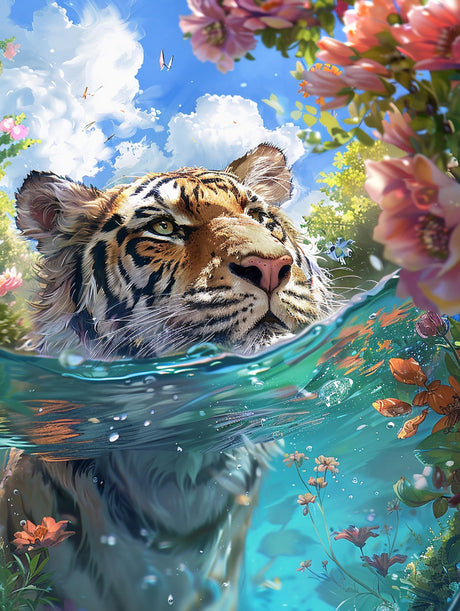 SKRYUIE Paint by Numbers Kit for Adults Beginner Tiger, Acrylic Lakes Oil Painting by Numbers Kits with PaintBrushes Paintwork Art Crafts Canvas for Home Decor 16x20 inch c13 SKRYUIE