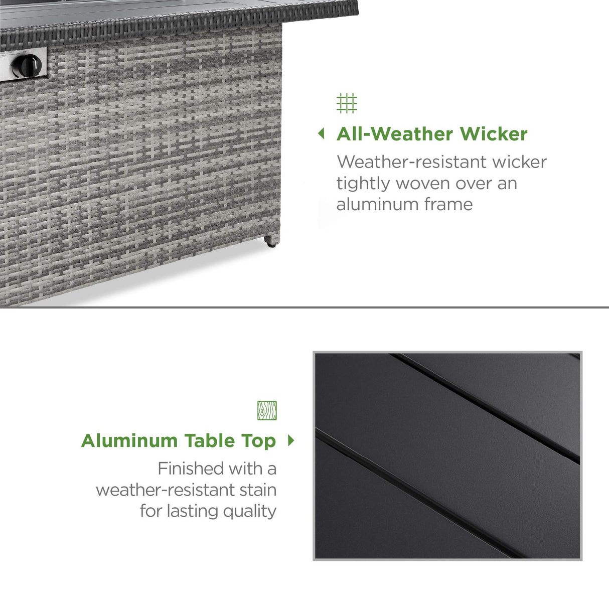 Best Choice Products 52in 50,000 BTU Outdoor Wicker Patio Propane Gas Fire Pit Table w/Aluminum Tabletop, Glass Wind Guard, Clear Glass Rocks, Cover, Slide Out Tank Holder, and Lid - Gray Best Choice Products