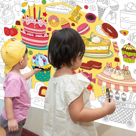 Ice Cream Coloring Poster for Kids Giant Coloring Poster Large Summer Sweet Treats Coloring Tablecloth Jumbo Coloring Books for kids Classroom Home Birthday Party Supplies Favor 31.4 x 43.3 Inch ZOIIWA