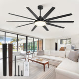 72 inch Large Ceiling Fans with Lights and Remote, Outdoor Black Ceiling Fan with 10 Blades, 32W LED Light 3 CCT, 6 Speed Reversible Quiet DC Motor, Modern Ceiling Fan for Living Room Patio Fanbulous