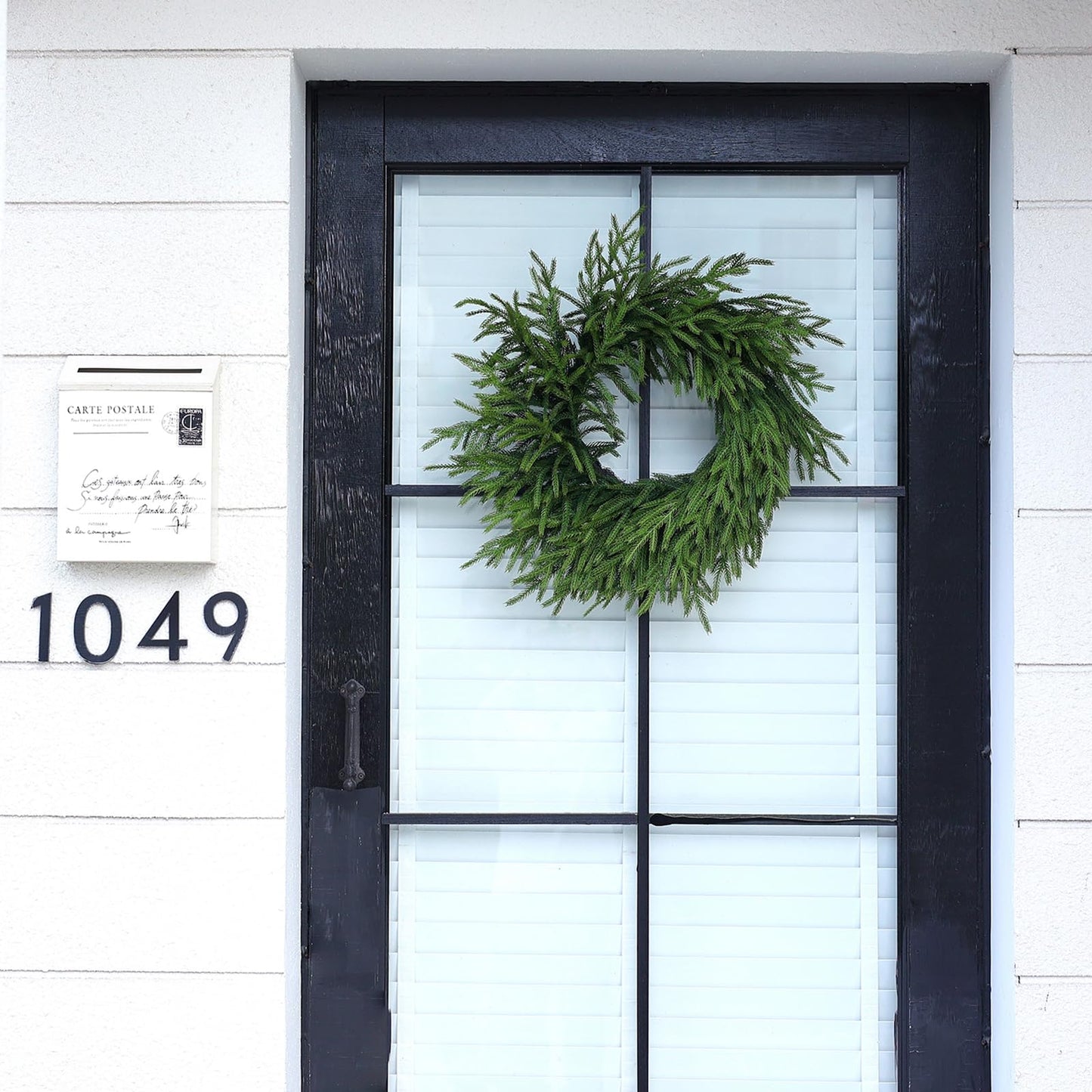 Real Touch Norfolk Pine Wreath - 24" Artificial Christmas Wreath Faux Pine Green Wreath for Front Door, Wall, Windows, Xmas Decoration