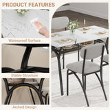 GarveeHome 5-Piece Dining Table Set for 4, Modern Kitchen Table with 4 Boucle Chairs, Rectangular Dining Table with Storage Shelf & Marble Tabletop, Beige Home Dining Furniture for Small Space GarveeHome