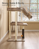 FourFurPets 43.7" Cat Tree, Modern Cat Tree Tower, Cat Tower for Indoor Cats Large Adult, Cat Condo with Scratching Post, Large Perch and Removable Pads, Greige FourFurPets