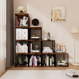 Ksuefao 2 Cube Storage Organizer, Small Bookshelves, DIY Variable Stackable Wooden & Metal Cubes Shelves for Desktop, Bedroom, Living Room, Black Brown Ksuefao