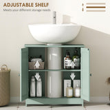 HOMCOM Under Sink Bathroom Cabinet, Pedestal Sink Storage Cabinet with 2 Doors, Shelf and U-Shape, Dark Green HOMCOM