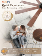 Glowivia 65 Inch Ceiling Fans with Lights, Farmhouse Ceiling Fan with Lights and Remote, Dual Finish 8 Blades Black Caged Rustic Ceiling Fans with 6 Speed Reversible Motor for Indoor/Covered Outdoor Glowivia