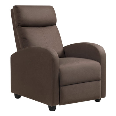 JUMMICO Recliner Chair Adjustable Home Theater Single Recliner Sofa Furniture with Thick Seat Cushion and Backrest Modern Living Room Recliners (Fabric, Brown)