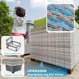 Sweecci 7-Piece Patio Furniture Set, Outdoor Sectional with Thick Cushions, Modular Patio Sofa, Dual-Strand Wicker Rattan, Rust-Resistant Frame, Backyard Furniture for Garden, Deck, Grass Green Sweecci