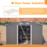 10x8 FT Sheds & Outdoor Storage Garden Metal Shed with Floor Frame Lockable Sliding Door and Air Vents Heavy Duty Shed with Air Vents Waterproof Roof Ideal for Backyard Patio Lawn Dark Gray RocVanc