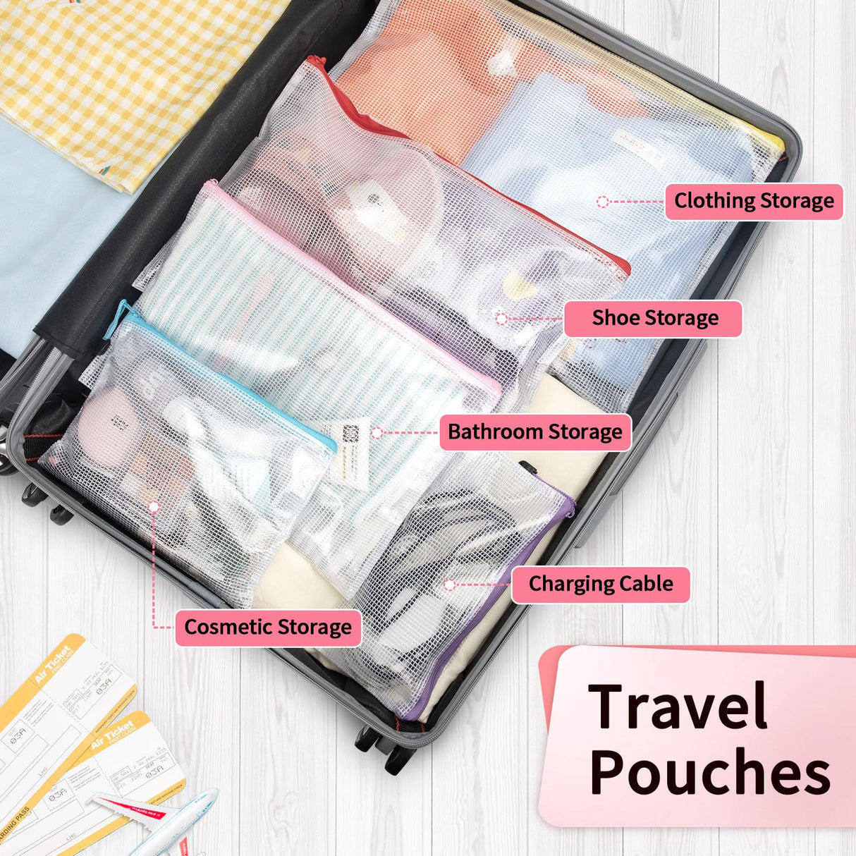 Umriox Zipper Pouch, 16.9x12.4 in (12 Colors, 12 Packs), Extra Large Zipper Bags, Waterproof Zipper Pouches for Office Supplies, Puzzles, Board Game Storage & Cross Stitch Projects Umriox