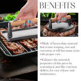 Bellemain Heavy-Duty Cast Iron Grill Press Set – Perfect Smash Burger & Steak Press with Ergonomic Wood Handle for Pro-Level Searing on Griddle, Skillet, or BBQ Bellemain