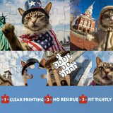 Funny Cat Art Puzzles for Adults 1000 Pieces, Nature Travel Kitten US Landmarks Jigsaw Puzzles, Animal Landscape Collage Scenic Puzzle IdeaBazar