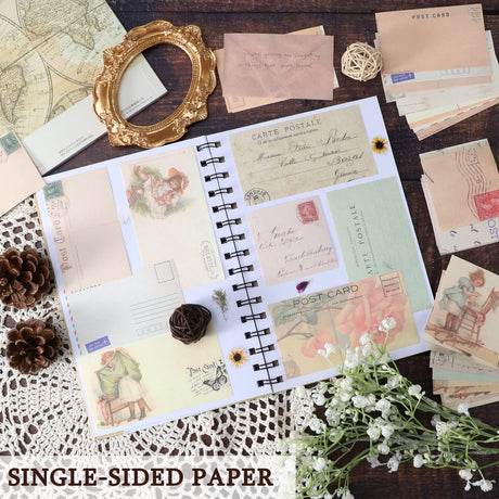 445 PCS Vintage Scrapbook Paper Journaling Scrapbooking Supplies Kit Aesthetic Decorative Craft Paper include 40 Sheet Flowers Stickers for Planner, Bullet Journaling, Junk Journal, Retro Crafts GNILLKO