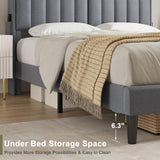 FYRENA Upholstered Full Bed Frame with LED Headboard, Storage Footboard and USB Ports FYRENA