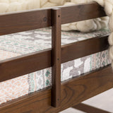 Walker Edison Walnut Solid Wood Twin over Twin Bunk Bed with Integrated Ladder and Guardrails Walker Edison