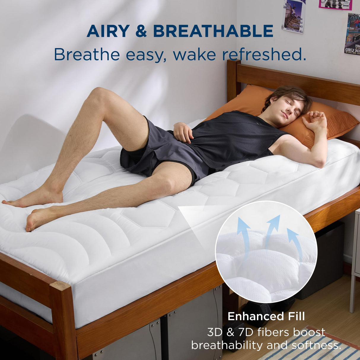 Bedsure Twin XL Mattress Pad - Soft Mattress Topper for College Dorm Room Essentials, Extra Long Twin Quilted Fitted Bed Cover Protector with 8-21 Inches Deep Pocket, Washable, White, 39x80 Inches Bedsure