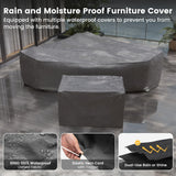 UDPATIO Patio Furniture Set with Fire Pit Table, 8 Inch Armrest Outdoor Sectional Sofa, 7 Piece Wicker Outdoor Furniture Conversation Sets with Waterproof Cover for Backyard Deck(Brown/Dark Grey) UDPATIO