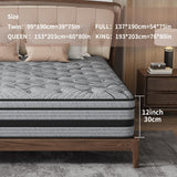 gunugu Twin Mattress 12 Inch,Twin Size Mattresses in a Box,Hybrid Memory Foam Mattress with Individual Pocket Spring for Motion Isolation & Silent Sleep & Lumbar Support & Pressure Relief,Medium Firm gunugu