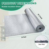 Reflective Bubble Insulation Sheet, Double Side Aluminum Foil Bubble Shield, Aluminum Foil Thermal Insulation Radiant Barrier for Windows, RV, Roof, Garage Door (47IN X 15FT) FONUNO