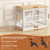 VOPEAK Dog Crate Furniture, Chew Resistant Large Dog Crate for Medium Large Dogs, Heavy Duty XL Dog Crates Dog Kennel Cage Indoor with Double Doors, Wooden End Table for Bedroom Living Room, White VOPEAK