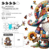 Hlison Wooden Jigsaw Puzzles, Gnome Wooden Puzzles for Adults with Unique Shape, Medium 10.3"x11.8" Wooden Puzzles with Exquisite Wooden Box Packaging Hlison