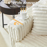 Tabaray 102.4" Oversized Cloud Couch, Convertible 4 Deep Seat Foam Sofa Couch, 2 in 1 Plush Corduroy Sofa with 6 Soft Pillows, Modern Modular Sectional Couches for Living Room, Apartment, Beige Tabaray