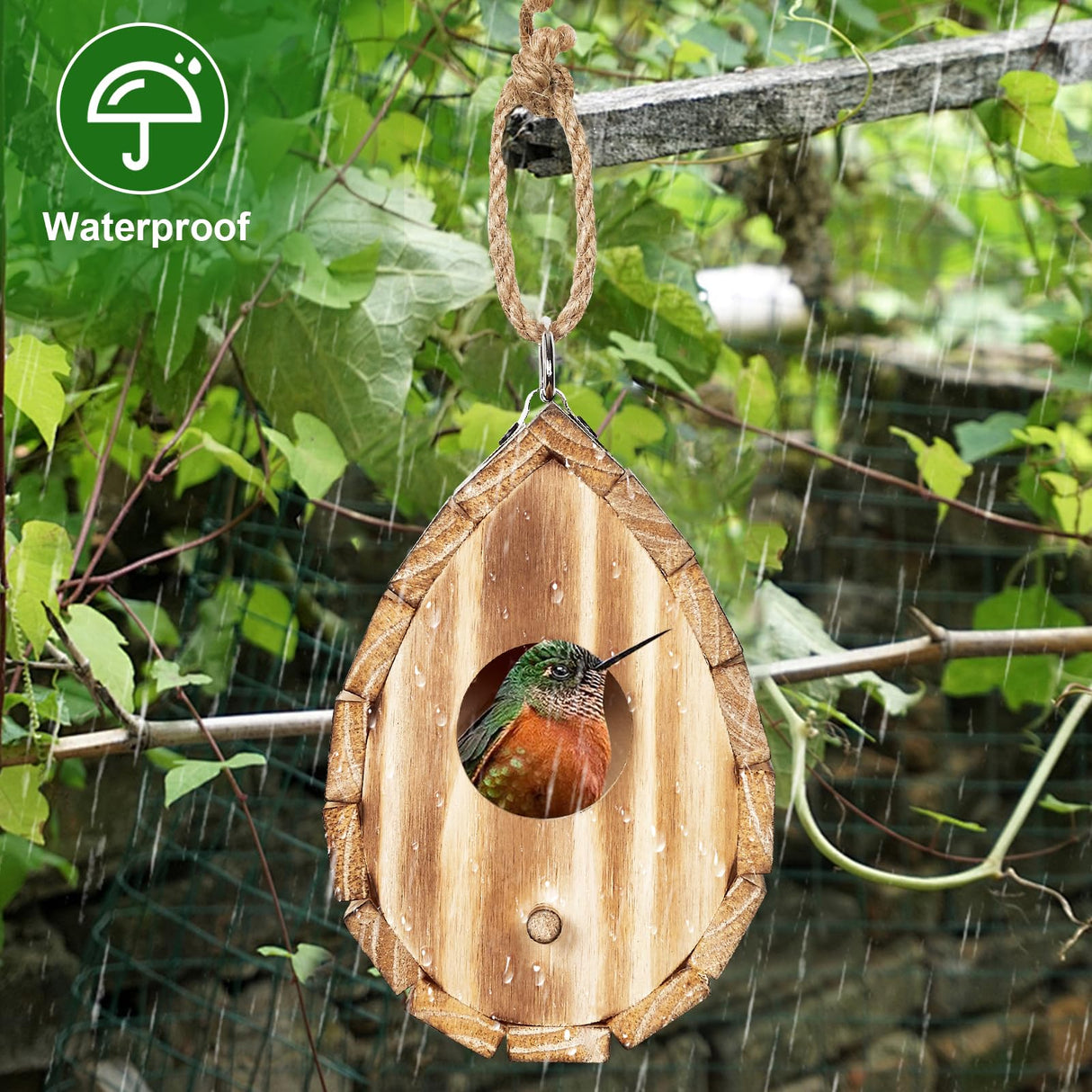 CLACKIBUKVYZ Hummingbird House,Wooden Birdhouse for Outside,Hanging Small Bird Houses,Wild Bird Nesting Box Outdoor Hummingbird House for Bluebird,Hummingbird,Finch,Cardinals CLACKIBUKVYZ
