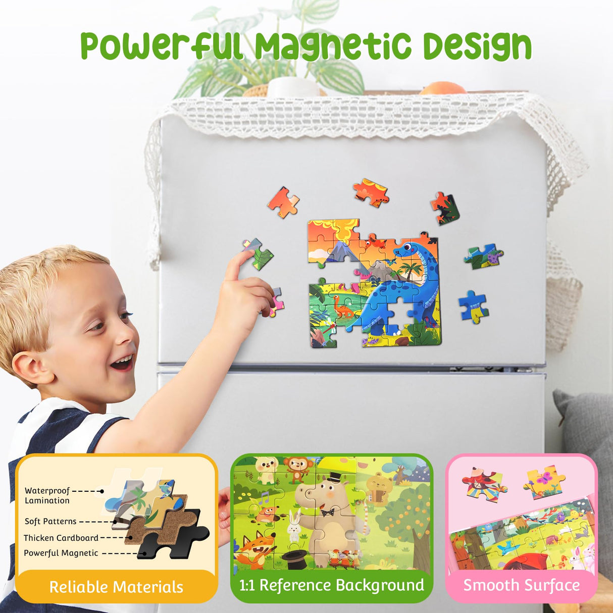 Magnetic Puzzles for Kids Ages 3-6，3 Page Different Animals Themed Series in 1 Puzzle Book,Preschool Learning Tools,Toddlers Magnetic Jigsaw Puzzle Book for Boy Girl, Kids Travel Puzzles Toys Gifts Uioemi