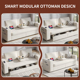 Maupvit 75” Loveseat Sofa with 2 Drawers, USB & Type-C Charging Port, Comfortable Linen Living Room Couch with Small Table Board, Upholstered Small Settee Fits Bedroom, Office,Beige Maupvit