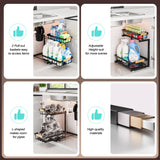ADBIU Under Sink Organizer, 2 Pack 2 Tier Expandable Height (13.2" - 17.2") Pulling Out Kitchen Bathroom Cabinet Organizers ADBIU