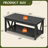 WLIVE Coffee Table, 43" Living Room Coffee Table with Storage Shelf, Center Table for Living Room, Bedroom, Office and Balcony, Black WLIVE