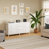 NEWBULIG Dresser for Bedroom with 7 Storage Drawers, Fabric Chest of Drawers with Metal Frame, Living Room Storage Organizers Units for Clothes, TV Stand and Hallway, White NEWBULIG