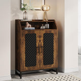 Tribesigns Shoe Cabinet with Doors, 20 Pairs Entryway Shoe Storage Cabinet with Removable Shelves & Open Top Shelf, 7 Tier Wooden Shoe Rack Organizer for Hallway, Brown & Black Tribesigns