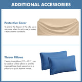 Yaheetech 3-Seat Patio Wicker Sofa, Outdoor Rattan Couch with Furniture Cover, Deep Seat High Back with Cushions & Throw Pillows for Deck/Porch/Balcony/Yard, Brown/Dark Blue Yaheetech