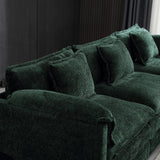 ZEIINPA L Shaped Sectional Sofa Cloud Couch for Living Room, 112" Chenille Comfy Boucle Modular Sleeper Sofa, Modern Upholstery Sofa with Ottoman & Memory Foam, Emerald Green ZEIINPA